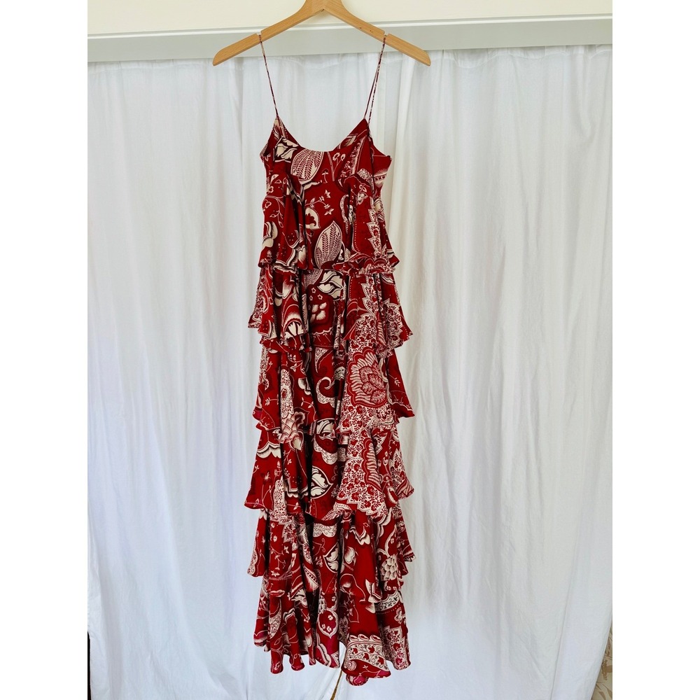 Michael Kors Collection Spring 2006 Silk Tiered Ruffle Maxi Dress Red Print NWT - Picture 5 of 13